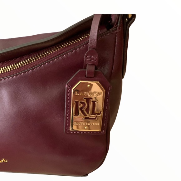 RALPH LAUREN PLUM WINE LEATHER CROSSBODY - Picture 8 of 14